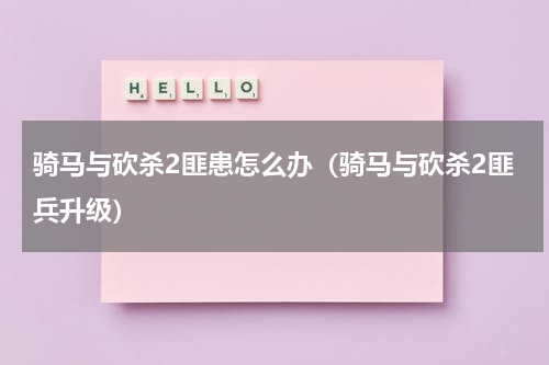 骑马与砍杀2匪患怎么办（骑马与砍杀2匪兵升级）